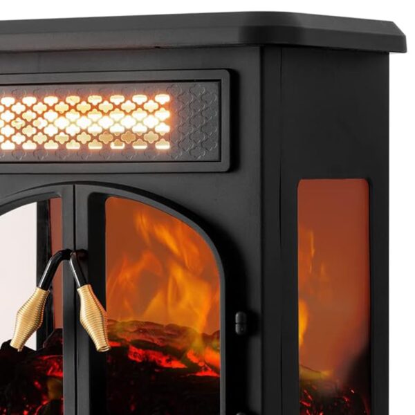 Freestanding Portable Electric Fireplace Heater w/ Remote, Dark Black - Image 6