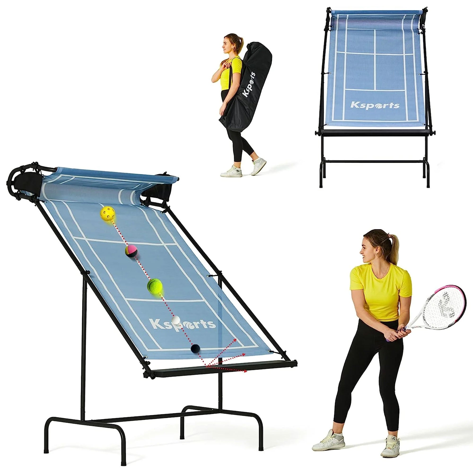 Racket Sports Indoor Outdoor Tennis Rebounder Net with Carry Bag, Blue