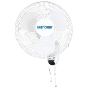 Classic 16 Inch 90 Degree Oscillating 3 Speed Wall Mounted Fan, White