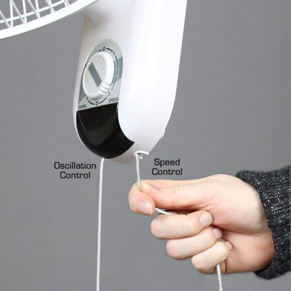 Classic 16 Inch 90 Degree Oscillating 3 Speed Wall Mounted Fan, White - Image 6