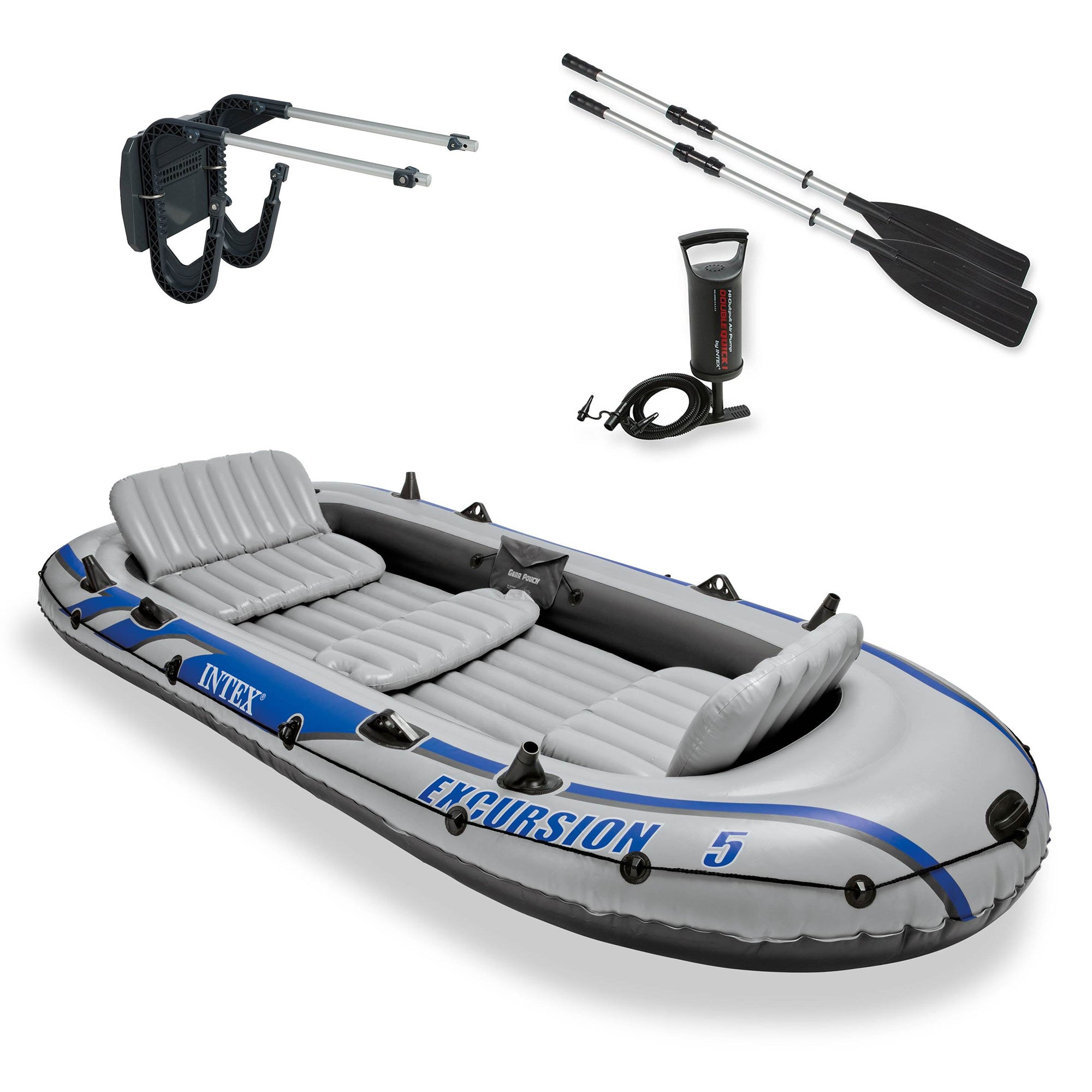 Excursion 5 Person Inflatable Fishing Raft Boat with Composite Motor Mount