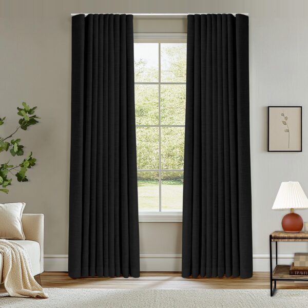 Ripple Fold Lille Linen Memory Trained Curtains Custom Blackout Drapes Grey Beige - Image 47