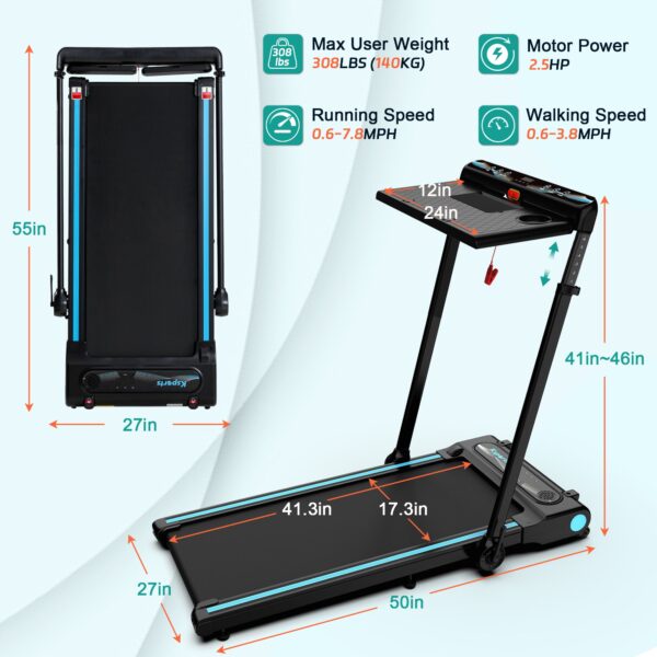 3 in 1 Pro Electric Treadmill Cardio Strength Training Workout Set, Navy - Image 2
