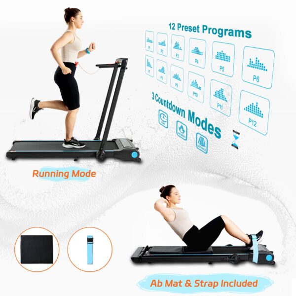 3 in 1 Pro Electric Treadmill Cardio Strength Training Workout Set, Navy - Image 3