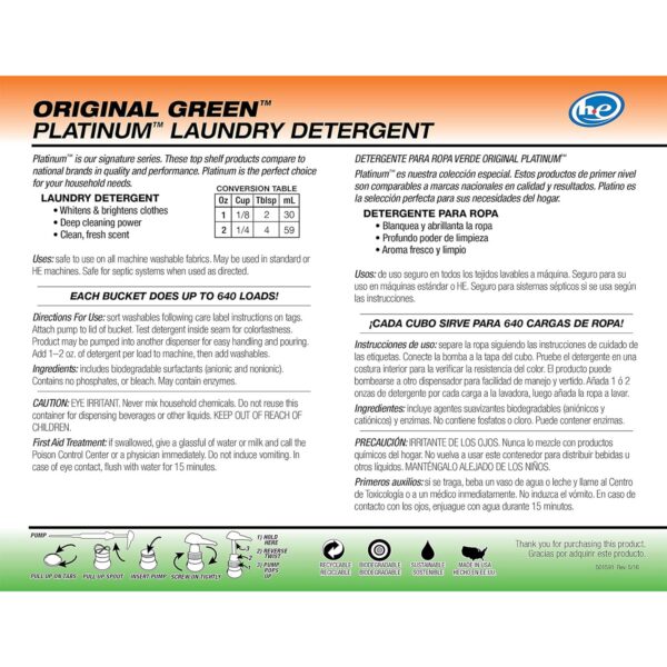 5 Gal Laundry Detergent, Up to 640 Loads, Original Green - Image 7