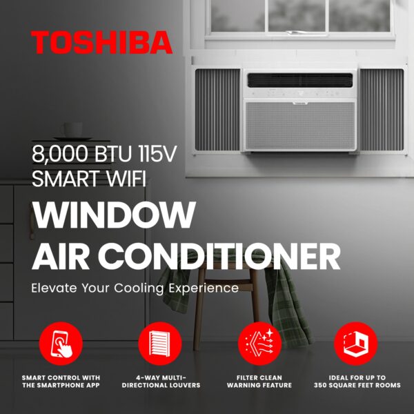 8,000 BTU 115V Smart WiFi Window Air Conditioner(Certified Refurbished) - Image 2