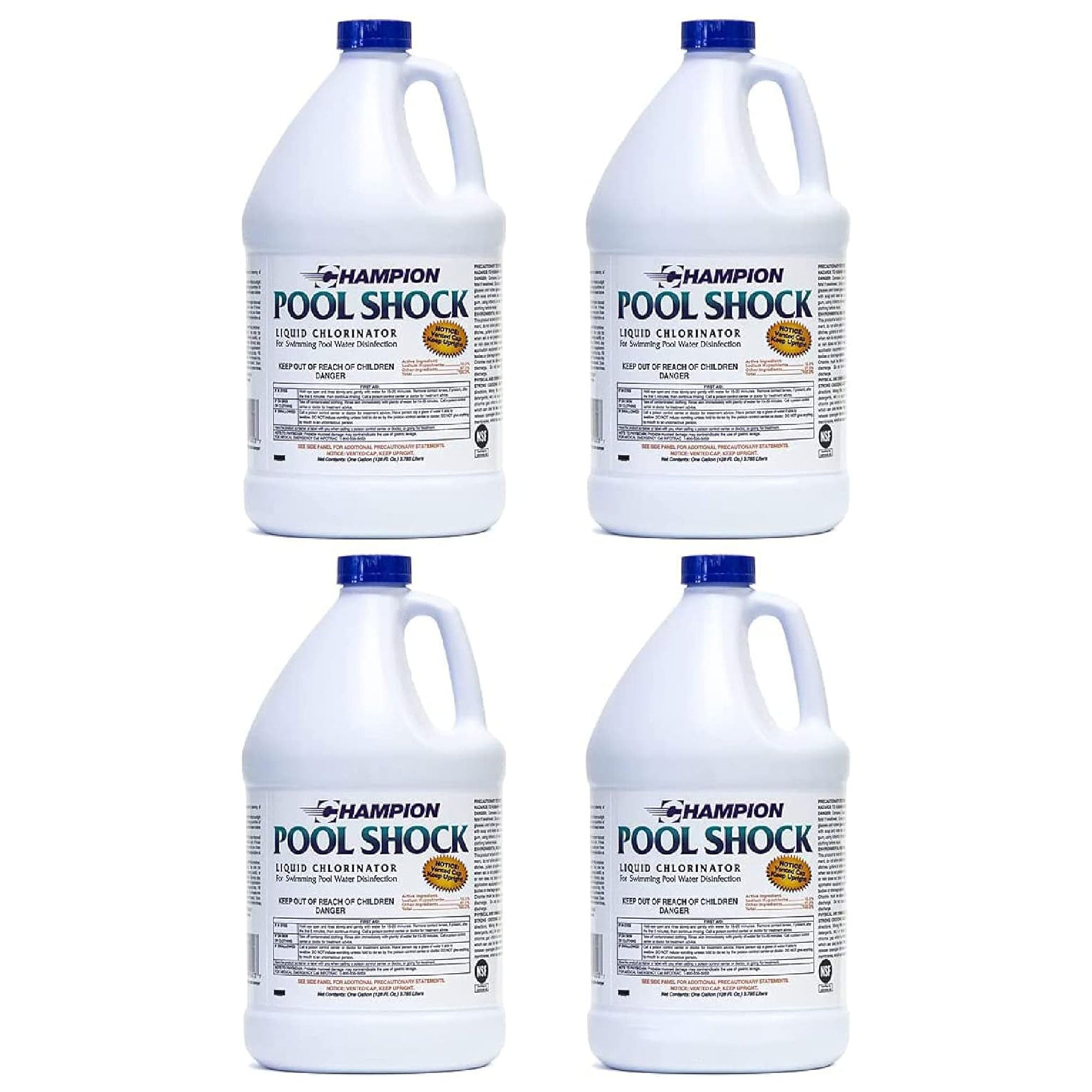 Pool Shock Liquid Chlorinator for Pool Water Disinfection, (4 Pack)