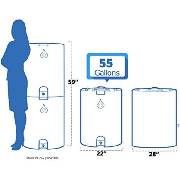 55 Gal Stackable Design Utility Water Tank with Large Cap, Blue - Image 2