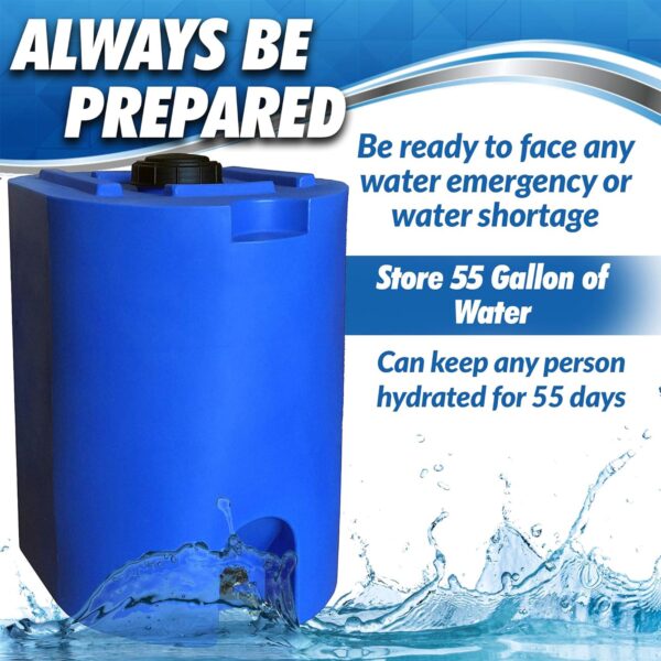 55 Gal Stackable Design Utility Water Tank with Large Cap, Blue - Image 3