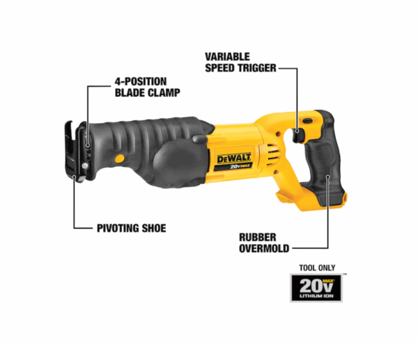 DCS380B 20-volt Max Variable Speed Cordless Reciprocating Saw (Tool Only) - Image 5