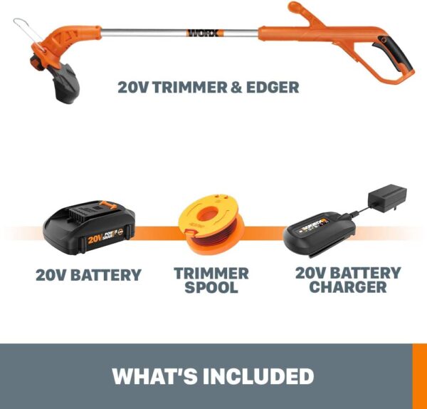 WG154 20V PowerShare 10    12  Cordless String Trimmer and Edger (Battery   Charger Included) - Image 5