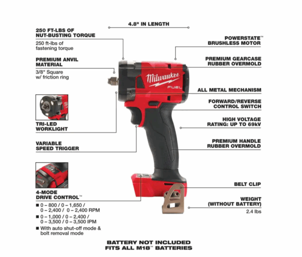 2962-20-2854-20 M18  Gen-2 18V Lithium-Ion Brushless Cordless Mid Torque 1/2 in. Impact Wrench   3/8 in. Wrench w/Friction Ring - Image 5