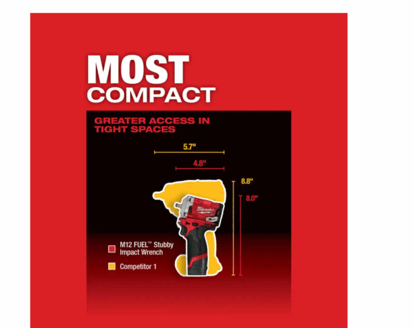 2554-22-48-11-2440 M12 FUEL 12V Lithium-Ion Brushless Cordless Stubby 3/8 in. Impact Wrench Kit With M12 4.0Ah Battery - Image 5