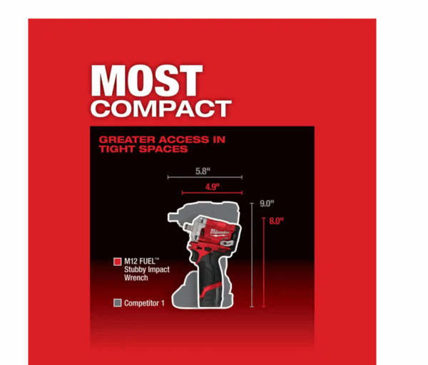 2555-22-0852-20 M12 FUEL 12V Lithium-Ion Brushless Cordless Stubby 1/2 in. Impact Wrench Kit with Compact Spot Blower - Image 5