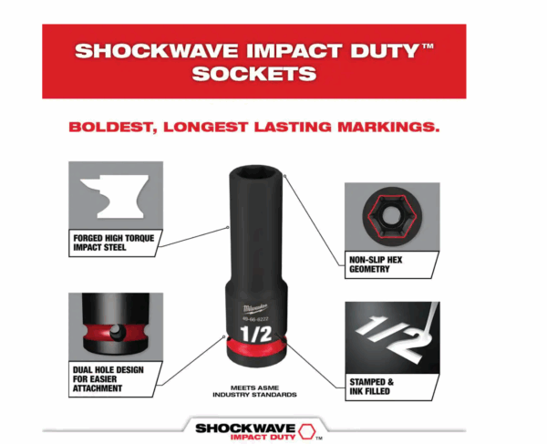 2555-22-49-66-7011 M12 FUEL 12V Cordless Brushless Stubby 1/2 in. Impact Wrench Kit with 1/2 in. Drive SAE Deep Socket Set (12-Piece) - Image 5