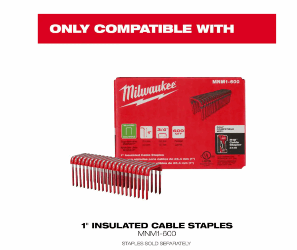 2448-21 M12 12-Volt Lithium-Ion Cordless Cable Stapler Nailer Kit with 2.0Ah Battery, Charger and Bag - Image 5
