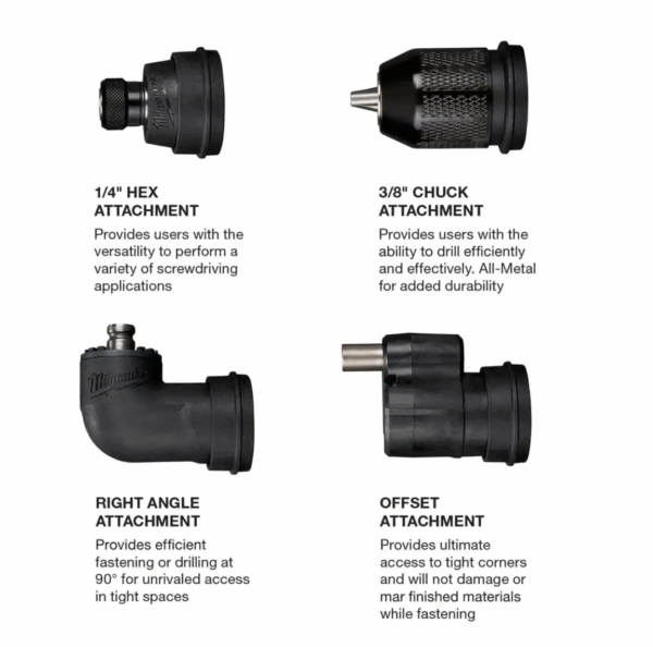 2505-20 M12 FUEL 12-Volt Lithium-Ion Brushless Cordless 4-in-1 Installation 3/8 in. Drill Driver with 4 Tool Head (Tool-Only) - Image 4