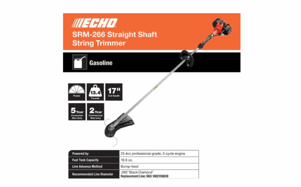 SRM-266 25.4cc Gas 2-Stroke Cycle Straight Shaft Trimmer - Image 4