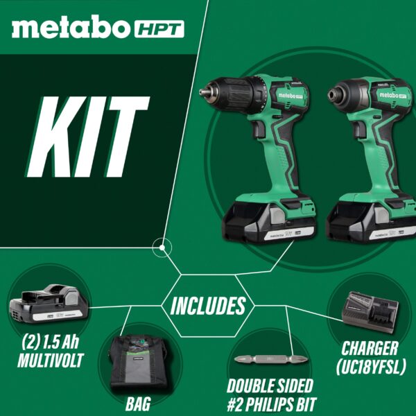HPT MultiVolt 2-Tool 18-volt Brushless Power Tool Combo Kit with Soft Case (2 Li-ion Batteries Included and Charger Included) - Image 2