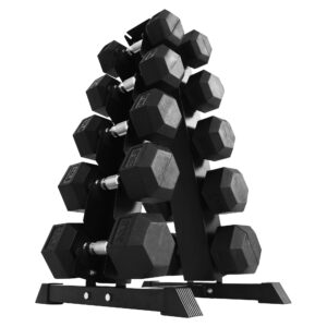 Alloy Steel 200 lb Rubber Encased Hex Dumbbell Set, Black