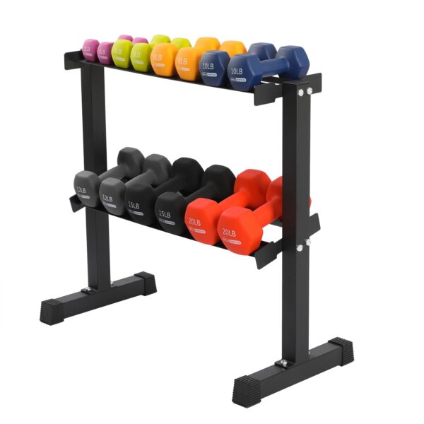 146 Pound Neoprene Dumbbell Strength Training Weight Set with Rack - Image 6