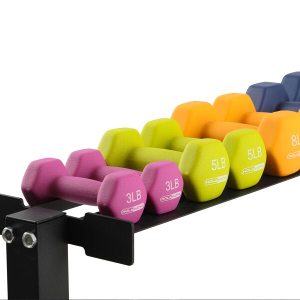 146 Pound Neoprene Dumbbell Strength Training Weight Set with Rack - Image 8