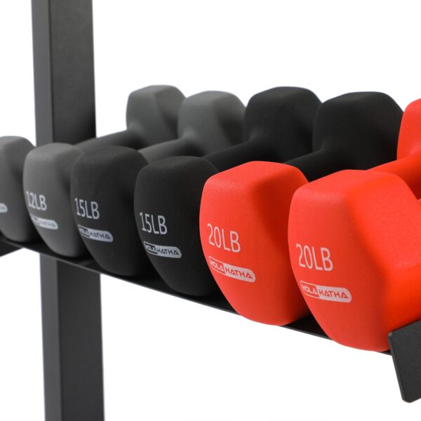 146 Pound Neoprene Dumbbell Strength Training Weight Set with Rack - Image 10