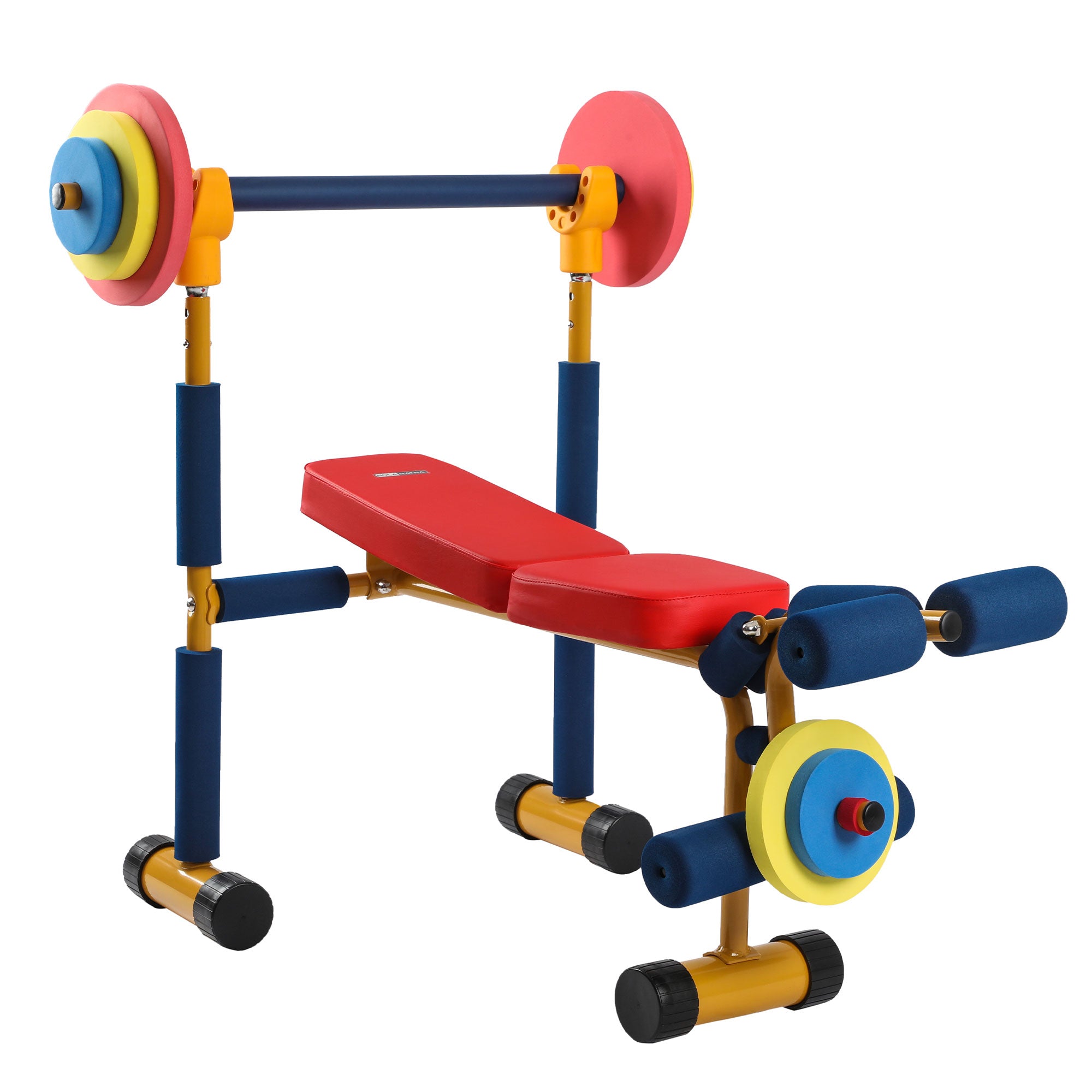 Kids Weight Bench Set with 35 Bench & Adjustable Headrest, Multicolor