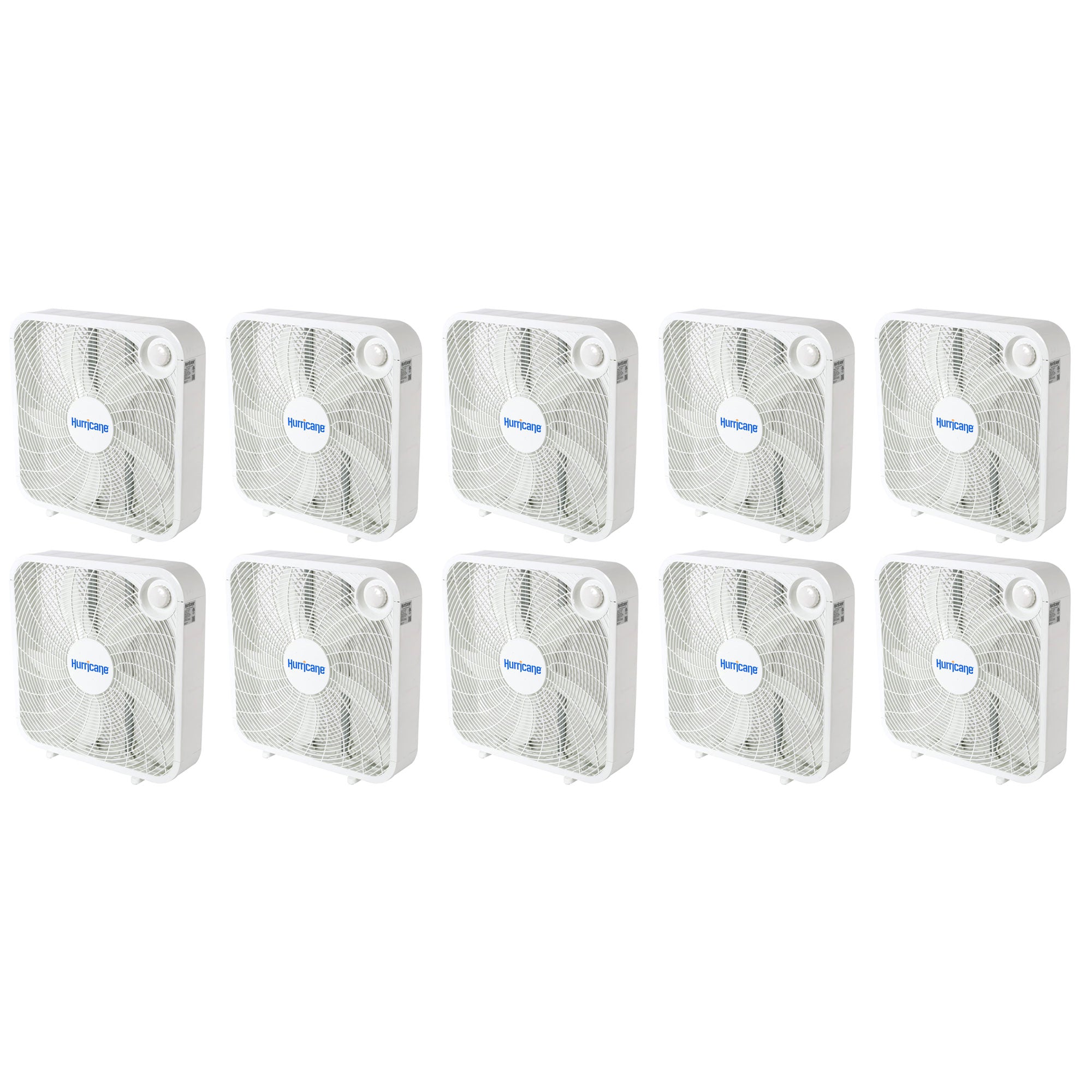 20 Classic Series Floor Box Fan with 3 Speed Settings, 10 Pack, White