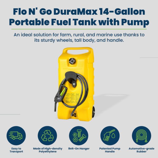 14 Gal Diesel Fuel Tank Container Pump, 2 Pack, Yellow - Image 4