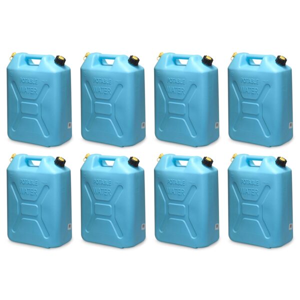 5 Gal Military Style Water Can Container with Reversible Spout, 8 Pack