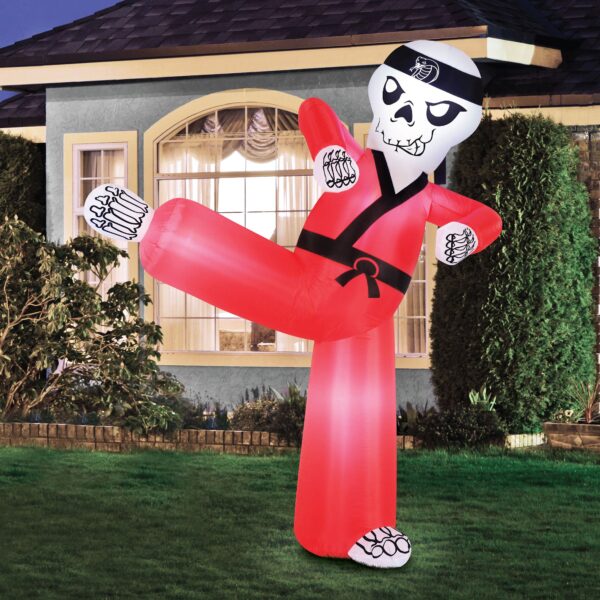 Occasions 6.5 Foot Inflatable Pre Lit Kung Fu Skeleton Halloween Yard Decoration - Image 2