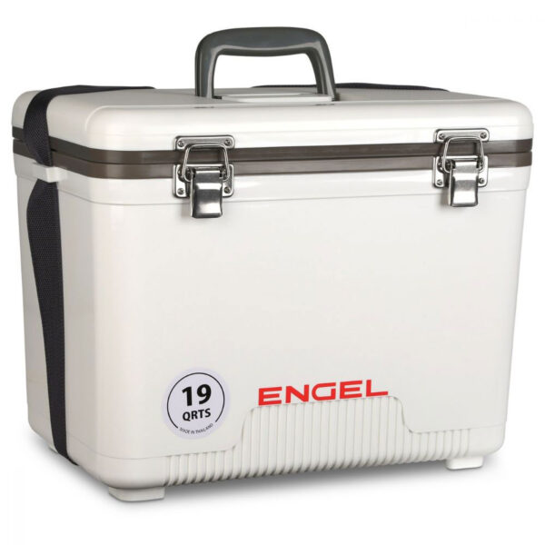 Engel 19 Quart Fishing Live Bait Dry Box Ice Cooler with Shoulder Strap, White - Image 4