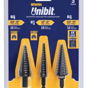 IRWIN Unibit 3-Piece Set Step Drill Bit Set (3/16-in to 7/8-in)