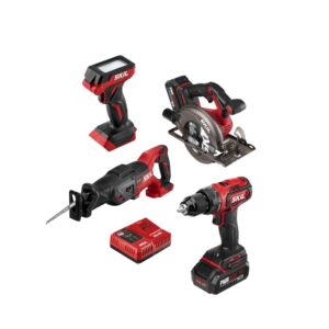 PWR CORE 20 4-Tool 20-volt Brushless Power Tool Combo Kit Case (2 Li-ion Batteries Included and Charger Included)