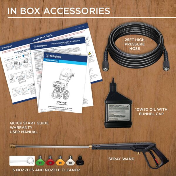 Westinghouse WPX3400 5 Nozzles + Soap Tank Included 3400 PSI 2.6-GPM Cold Water Gas Pressure Washer - Image 13