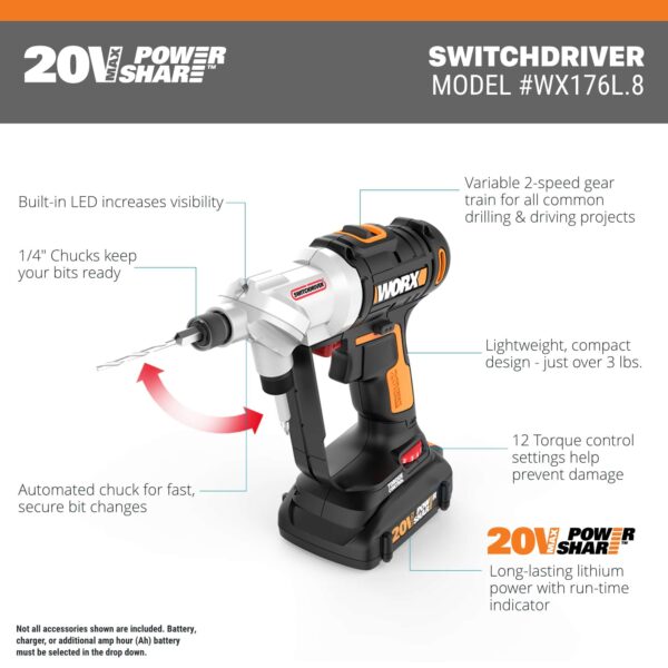 Power Share 20-volt Max 1/4-in Cordless Drill (1 Li-ion Battery Included and Charger Included) - Image 13