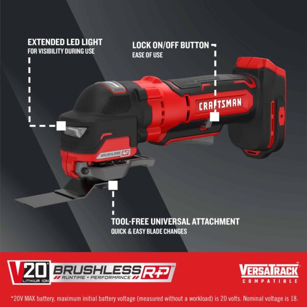 Cordless Brushless 20-volt Max Variable Speed Oscillating Multi-Tool - Image 2