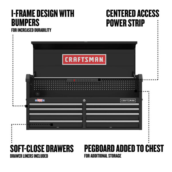 2000 Series 51.5-in W x 24.7-in H 8-Drawer Steel Tool Chest (Black) - Image 2