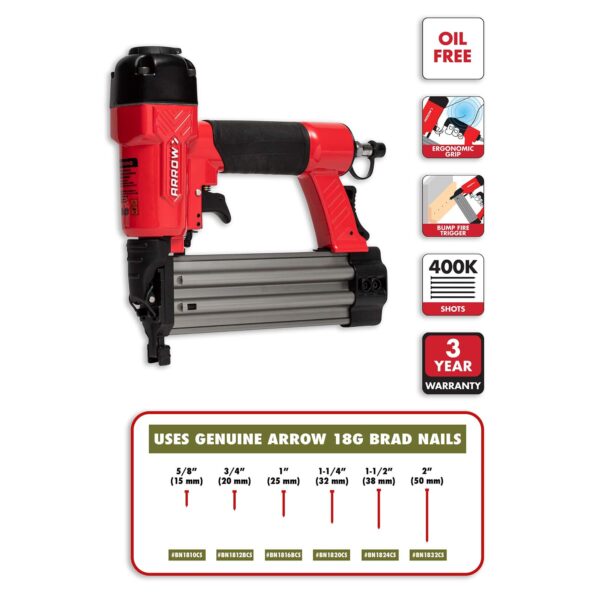 Arrow 2-in 18-Gauge Cordless Pneumatic Brad Nailer - Image 5