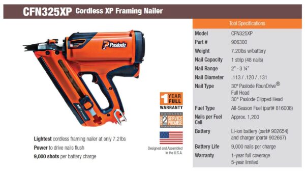 Paslode CFN325XP 3.25-in 30-Degree Cordless Framing Nailer (Battery   Charger Included) - Image 13
