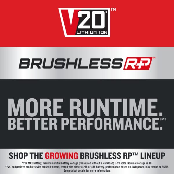 V20 RP 1/2-in 20-volt Max-Amp Variable Speed Brushless Cordless Hammer Drill (2-Batteries Included) - Image 6