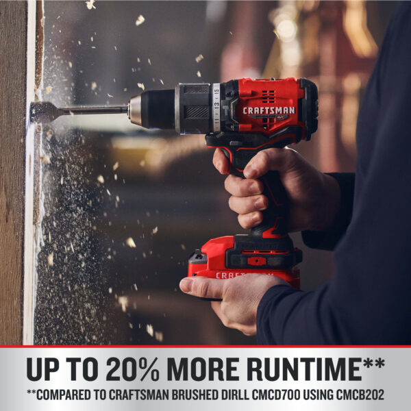 V20 RP 1/2-in 20-volt Max-Amp Variable Speed Brushless Cordless Hammer Drill (2-Batteries Included) - Image 3