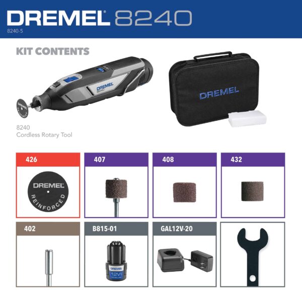 8240 Variable Speed Cordless 12-volt 2-Amp Multipurpose Rotary Tool Kit - Image 3