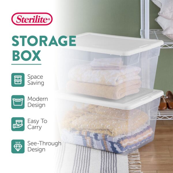 56 Quart Clear Plastic Storage Container with Latching Lid (8 Pack) - Image 2