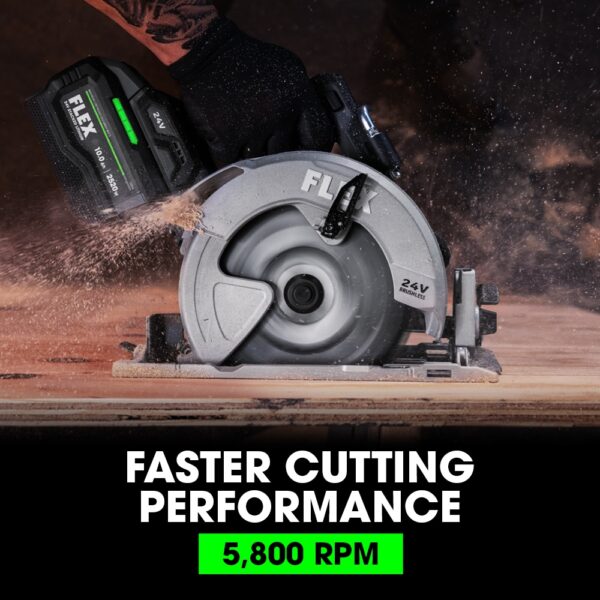 FLEX FX2141-1J STACKED LITHIUM 24-Volt 7-1/4-in Brushless Cordless Circular Saw Kit Circular Saw (1-Battery and Charger Included) - Image 6