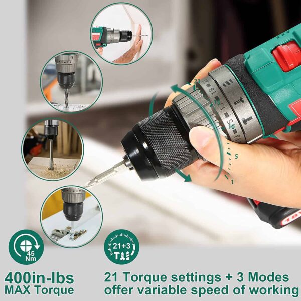 HYCHIKA 1/2-in 20-volt Max-Amp Variable Speed Cordless Hammer Drill (1-Battery Included) - Image 2