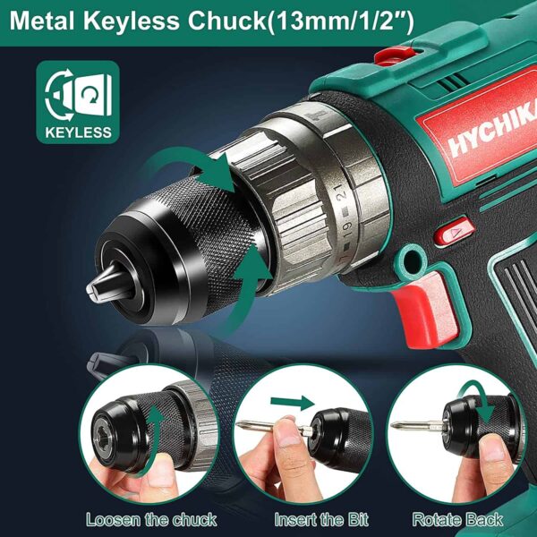 HYCHIKA 1/2-in 20-volt Max-Amp Variable Speed Cordless Hammer Drill (1-Battery Included) - Image 3