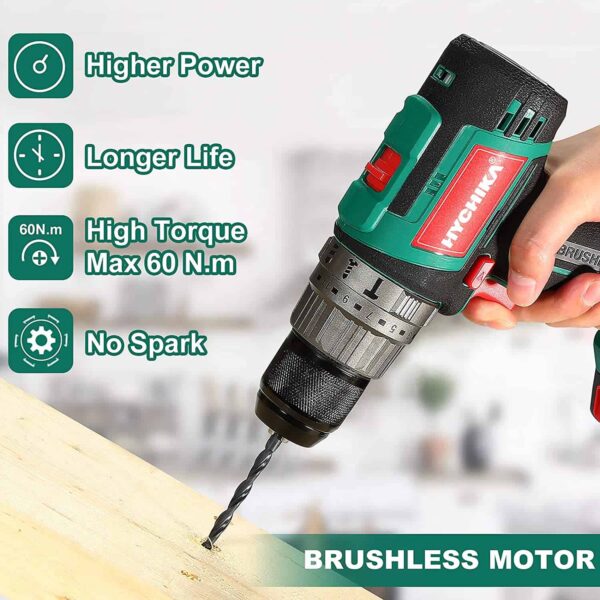 HYCHIKA 1/2-in 20-volt Max-Amp Variable Speed Brushless Cordless Hammer Drill (1-Battery Included) - Image 2