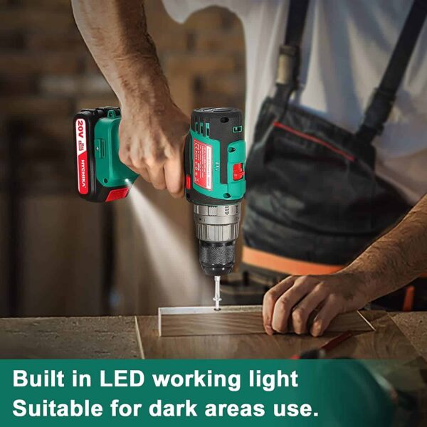 HYCHIKA 1/2-in 20-volt Max-Amp Variable Speed Brushless Cordless Hammer Drill (1-Battery Included) - Image 5